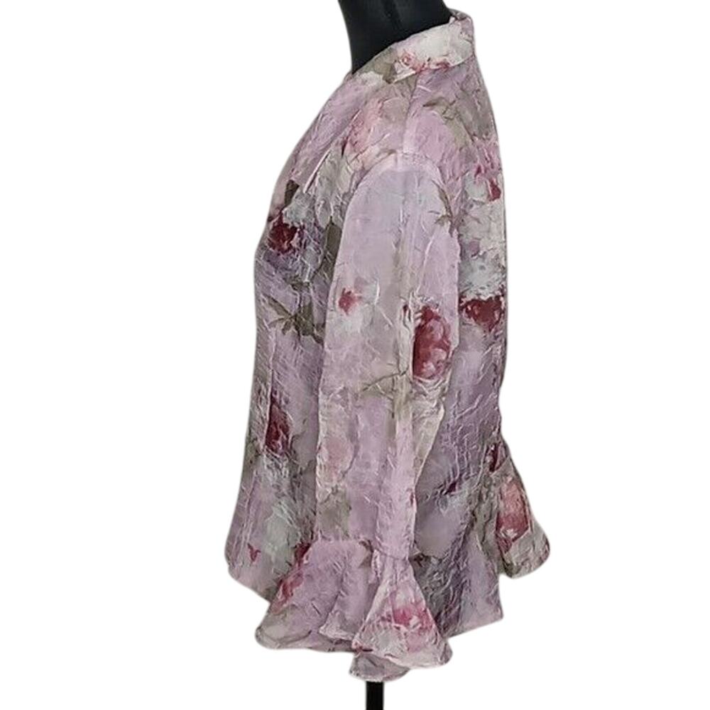 R & M Richards Vintage Lilac Floral & Feminine Blouse - 14 - Picture 4 of 9